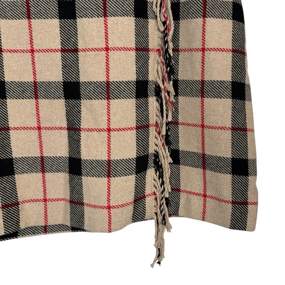 NWT Talbots Outdoor Plaid Fringe Faux Wrap Skirt 14 Wool Classic Knee Length - Picture 3 of 9